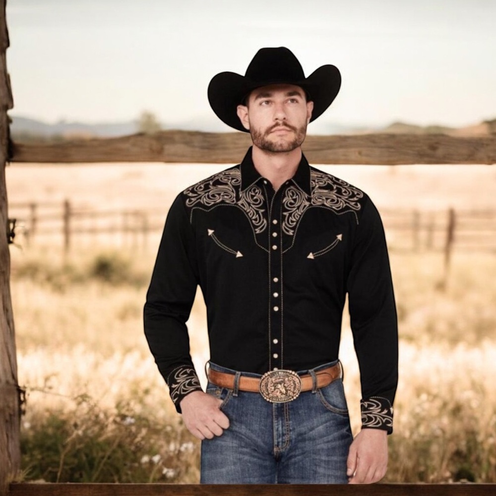 NWT‎ SCULLY EMBROIDERED SCROLL LONG SLEEVE SNAP WESTERN SHIRT